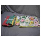 Floral Linens and Striped Table Runners