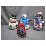 4 Snowman-Themed Figurines