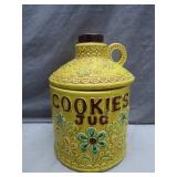 Yellow Ceramic Cookie Jug with Floral Design
