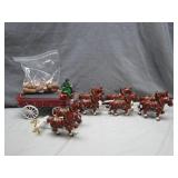 Cast Iron Horse Wagon With Wooden Barrels
