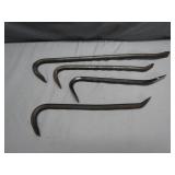 4 Iron Pry Bars with Unique Designs