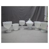 White Milk Glass Pedestal Vessels