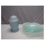 Frosted Glass Jar With Lid and Bowl Set