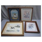 4 Framed Pastoral Artworks