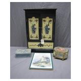 Hand-Painted Cabinet with Accessories