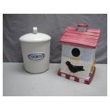 Ceramic Cookie Jar and Decorative Birdhouse
