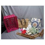 Basket, Doll, And Accessories Lot