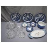 Blue & White Dishware w/ Clear Glass Bowls
