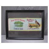 Framed Bob White Brand Canning Label