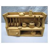 Miniature Wooden Kitchen Hutch Set