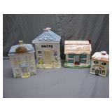 4 Ceramic House-Shaped Containers