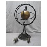 Metal Armillary Sphere With Miniature Elephants