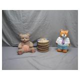 Trio of Bear-Themed Ceramic Cookie Jars