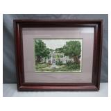 Framed Embroidered Mansion Artwork