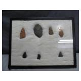 Framed Display of Arrowheads and Tools