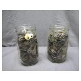 2 Mason Jars Packed with Vintage Keys