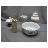 Porcelain Decorative Assortment with Floral Themes