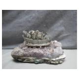 Noah's Ark Figurine on Amethyst Geode