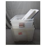 5 Plastic Totes with 4 Lids