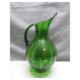 Blanko 991 Handblown Optic Swirl Green Pitcher