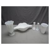 White Milk Glass Decorative Pieces