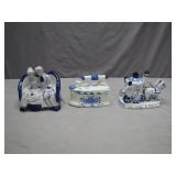3 Blue and White Ceramic Figurines