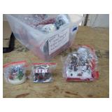 Plastic Bin of Holiday Village Decorations