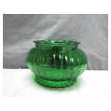 Emerald Green Ribbed Glass Vase by A.L.R. Co.