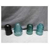 4 Glass Telegraph Insulators