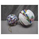 Handcrafted Polish Glass Ornament Duo