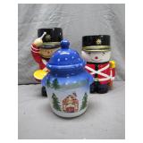 Toy Soldier Figurines and Cottage Jar