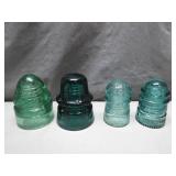 4 Vintage Glass Insulators
