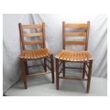 Wooden Ladder-Back Chairs With Slatted Seats