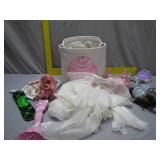 Pink Storage Bin With Dolls and Accessories
