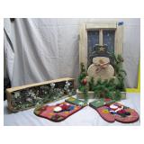 Festive Holiday Decor: Snowman, Mittens, Garland