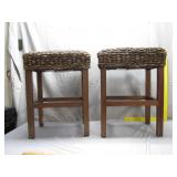Rustic Woven Top Stools