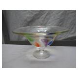 Glass Bowl with Multicolored Design