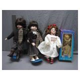 4 Porcelain Dolls (One Boxed)