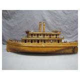 Handcrafted Wooden Steamship Model