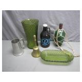 Set of Green Glassware and Collectibles