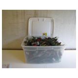 Plastic Bin of Festive Decorative Picks