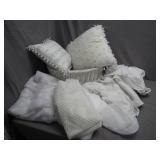 White Wicker Basket With Textiles