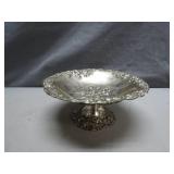 Silver-Plated Compote Dish With Floral Motif