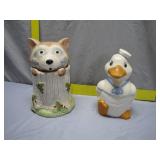 Ceramic Wolf and Duck Containers