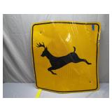 Deer Crossing Road Sign With Wear