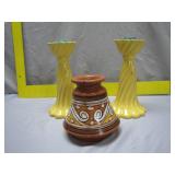 Italian Candlesticks and Mexican Vase