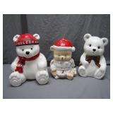 3 Holiday Bear Cookie Jars