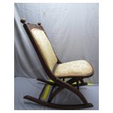 Wooden Rocking Chair With Upholstered Seat