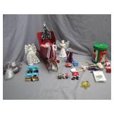 Festive Holiday Decoration Lot with Sleigh