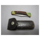 Schrade LB7 Folding Knife and Leather Sheath